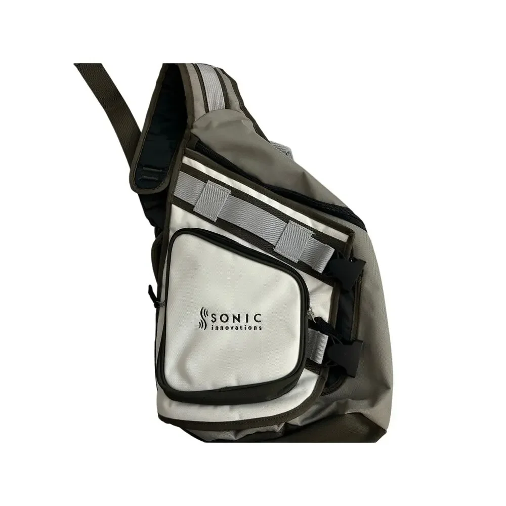 Sonic Sling Backpack Gray &‎ White Crossbody Bag –Unisex Travel Shoulder Pack